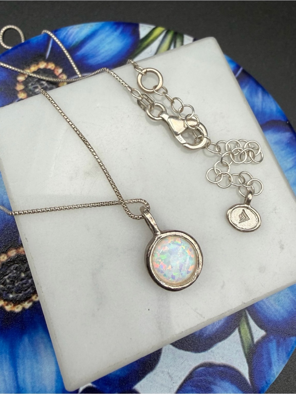 925 Sterling Silver Opal pendant necklace #S71 Silpada and extender